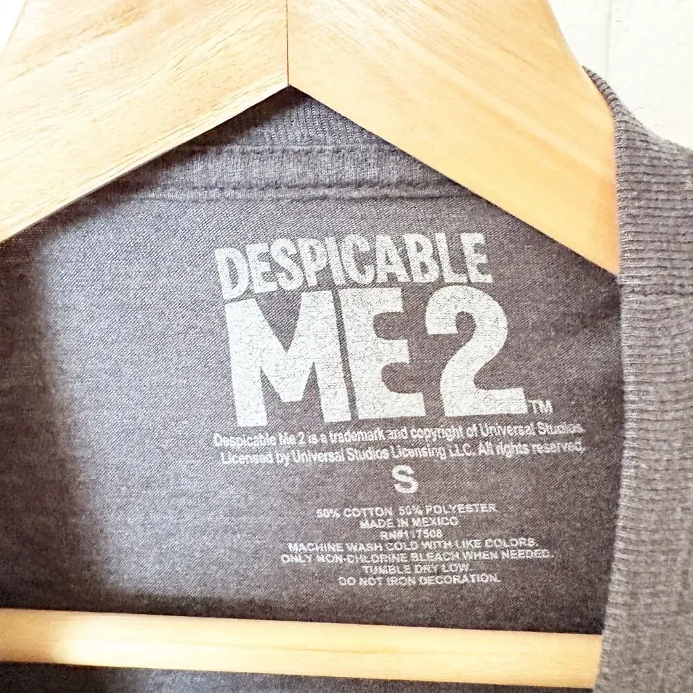 Despicable Me 2 Minions Graphic T-Shirt Charcoal Cotton Blend Size S Small